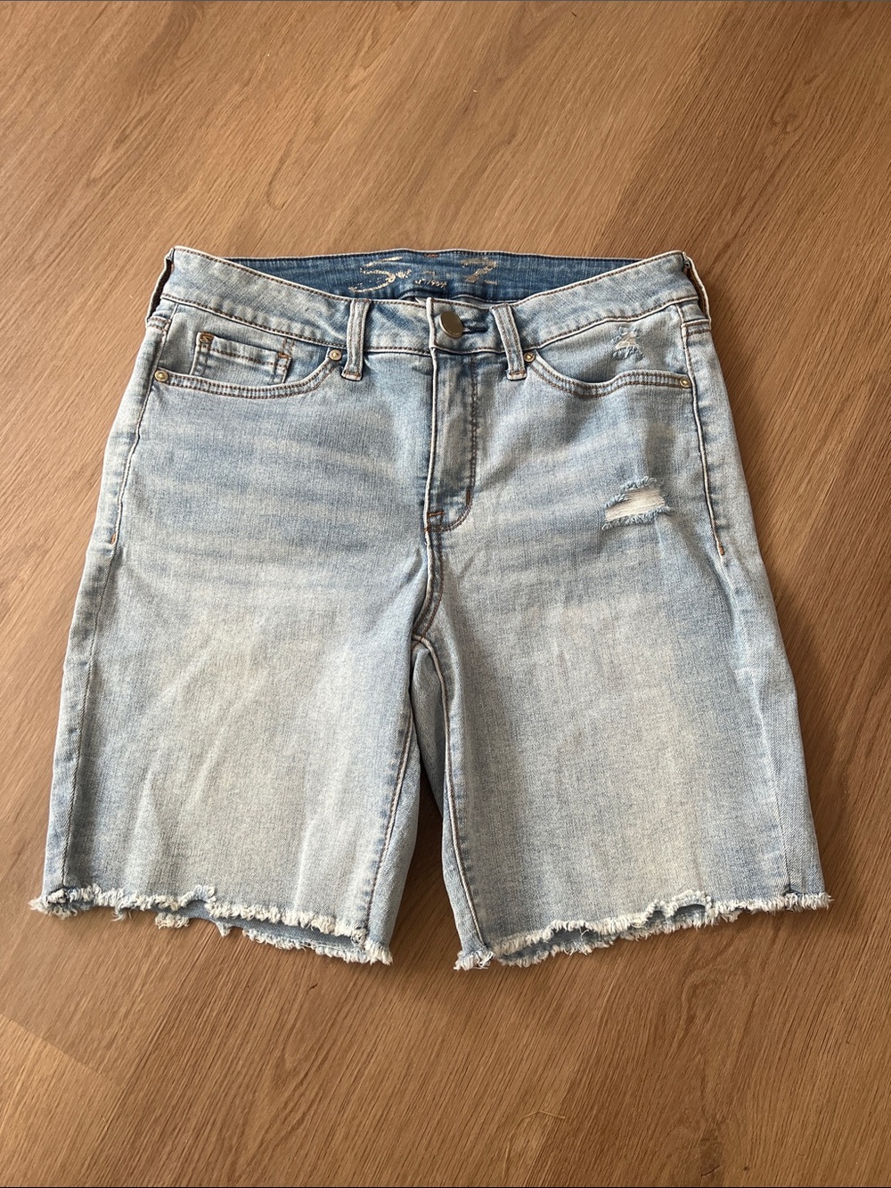 Seven7 Light Blue Denim Bermuda Shorts